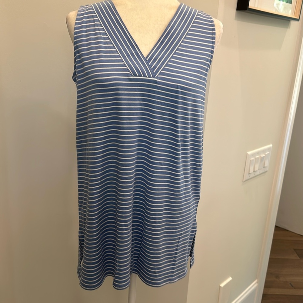NWOT- J-Jill sleeveless v-neck striped jersey tee. Size S